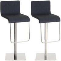 BARHOCKER 2er Set Stoff Dunkelgrau - Edelstahlfarben/Dunkelgrau, Textil/Metall (41/80/46cm) - CLP