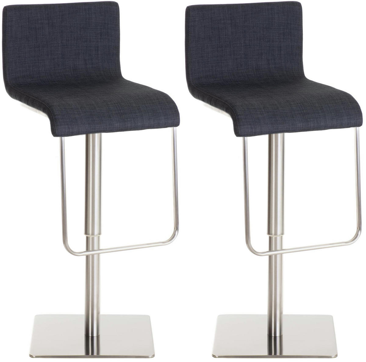 BARHOCKER 2er Set Stoff Dunkelgrau - Edelstahlfarben/Dunkelgrau, Textil/Metall (41/80/46cm) - CLP