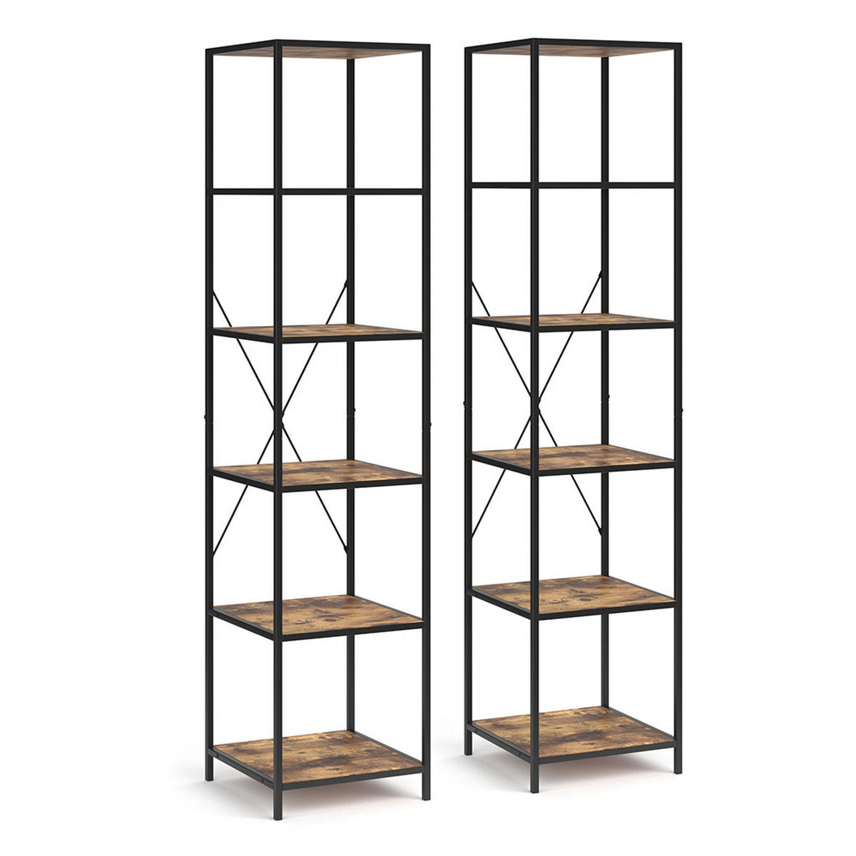 RAUMTEILER Fyrk Antikholz 40 x 174 cm 2er Set - Alteiche/Schwarz, Holzwerkstoff (40/174/39.5cm) - Vicco