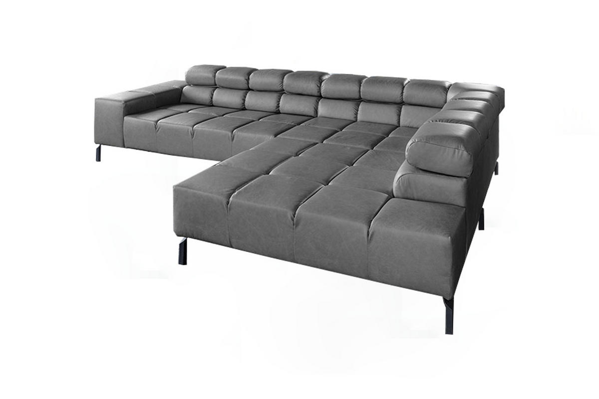 ECKSOFA NELSON Anthrazit Leder - Anthrazit/Schwarz, Leder/Metall (321/216cm) - KAWOLA