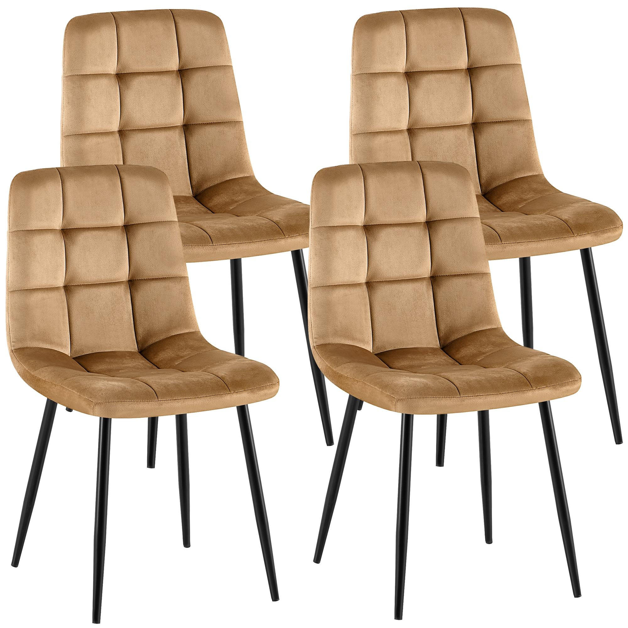 STUHL 4 Samt Taupe - Taupe/Schwarz, Textil/Metall (45/84/55cm) - CLP