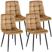 STUHL 4 Samt Taupe - Taupe/Schwarz, Textil/Metall (45/84/55cm) - CLP