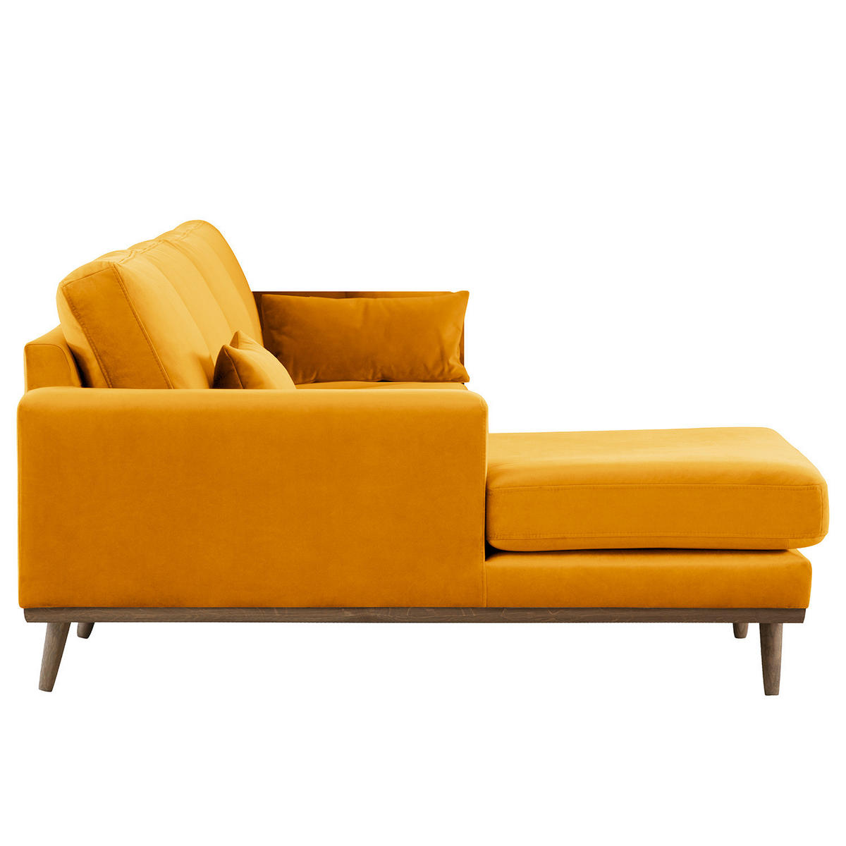 ECKSOFA mit Longchair - Eichefarben/Gelb, Eichenholz/Textil (281/153cm) - home24