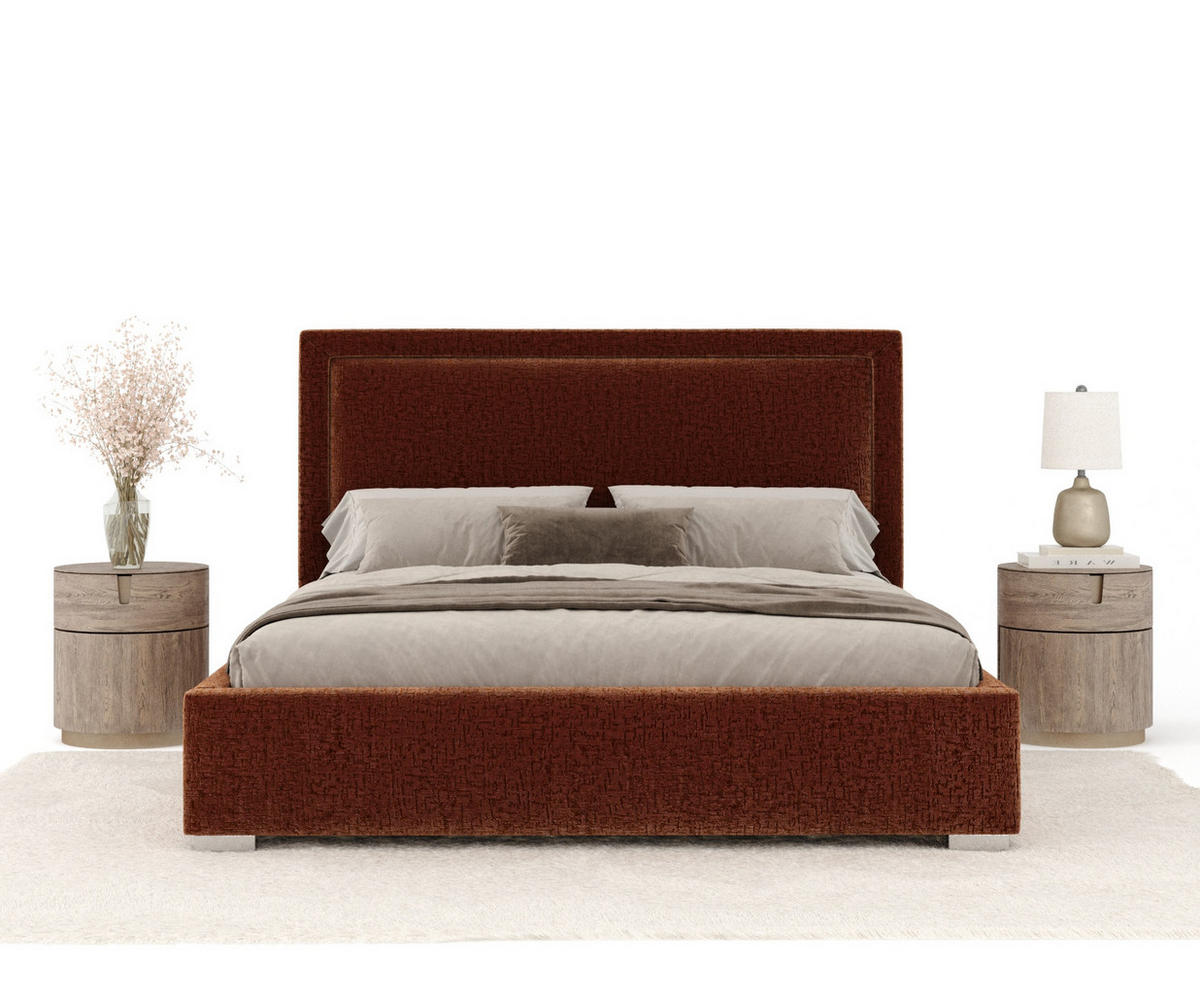 POLSTERBETT Ordina Dunkelorange 160/200 cm im Chenille-Stoff - Silberfarben/Dunkelorange, Holz/Holzwerkstoff (160/200cm) - Maison de Reve