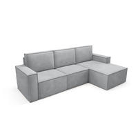 ECKSOFA Orto Hellgrau, Dreisitzer Kordecksofa rechte seite - Hellgrau, Holzwerkstoff/Textil (180/142cm) - Bettso