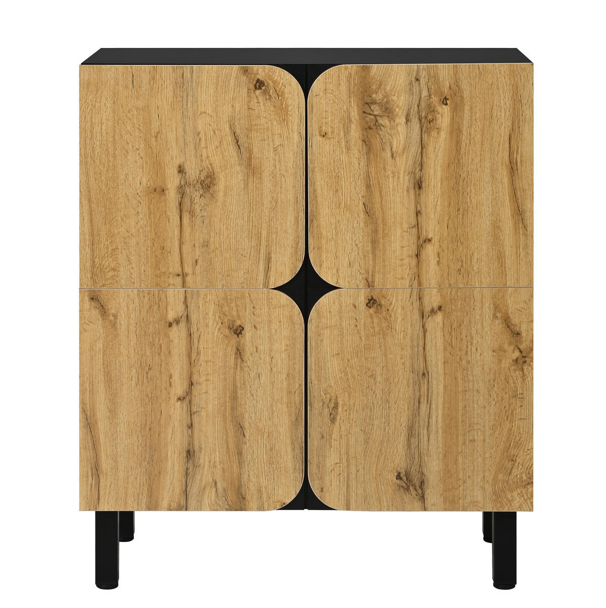 SCHUHSCHRANK mit 4 Türen 80 x 38,5 x 95 cm MDF Black/Natural - Braun, Holz (38.5/95/80cm) - Beauniv