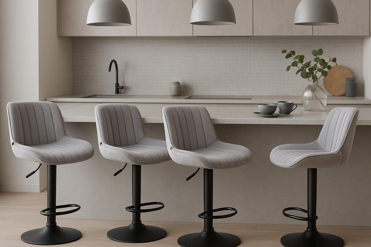 BARHOCKER Lento Gestell schwarz Samt Grau - Schwarz/Grau, Textil/Metall (50/108/50cm) - TPFLiving