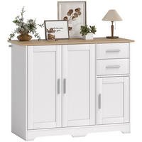 SIDEBOARD Weiß und Naturfarben, 2 Schubladen, 2 Türen, 100/40/78 cm - Weiß, Holz (100/78/40cm) - PANGIVO