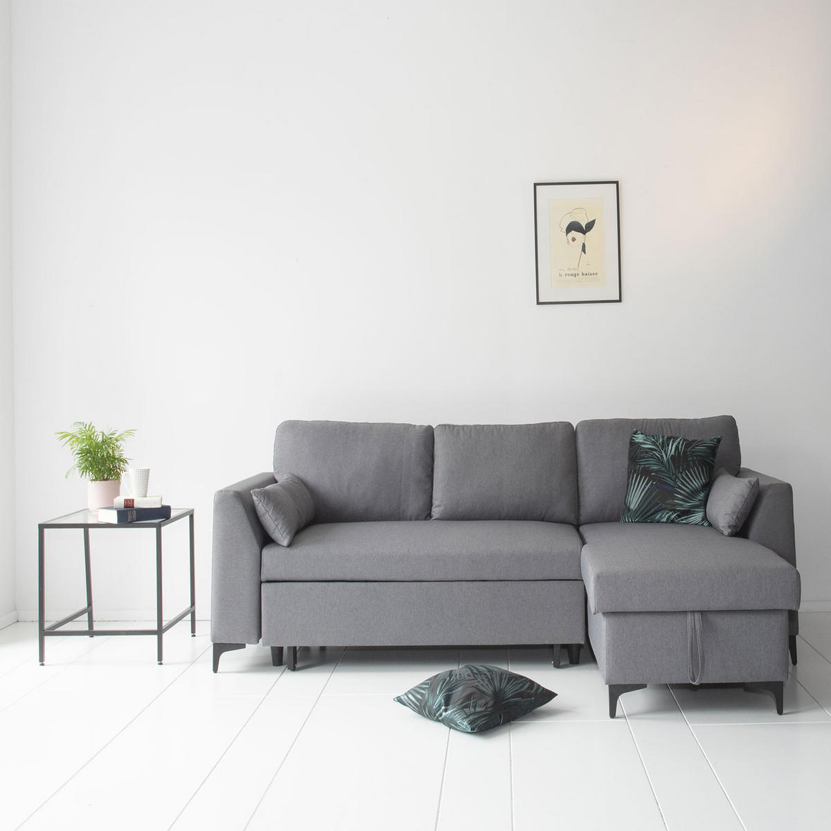 ECKSOFA Logan Grau 3 Plätze - Grau, Textil (145/236cm) - Happy Garden