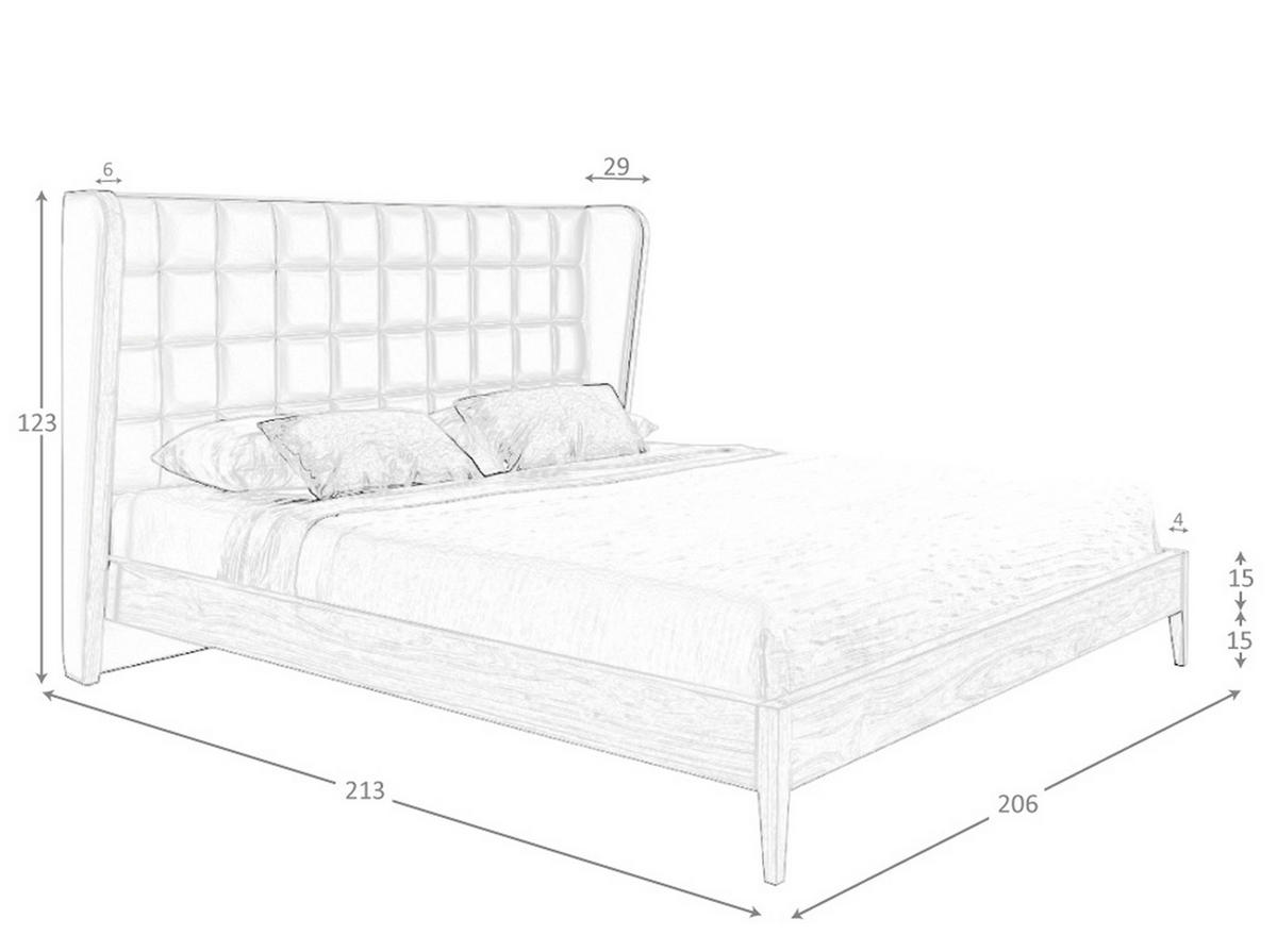 BETT Dunkelgrün Walnuss 206/213/123 cm - Dunkelgrün/Walnussfarben, Leder (180/200cm) - ANGEL CERDA