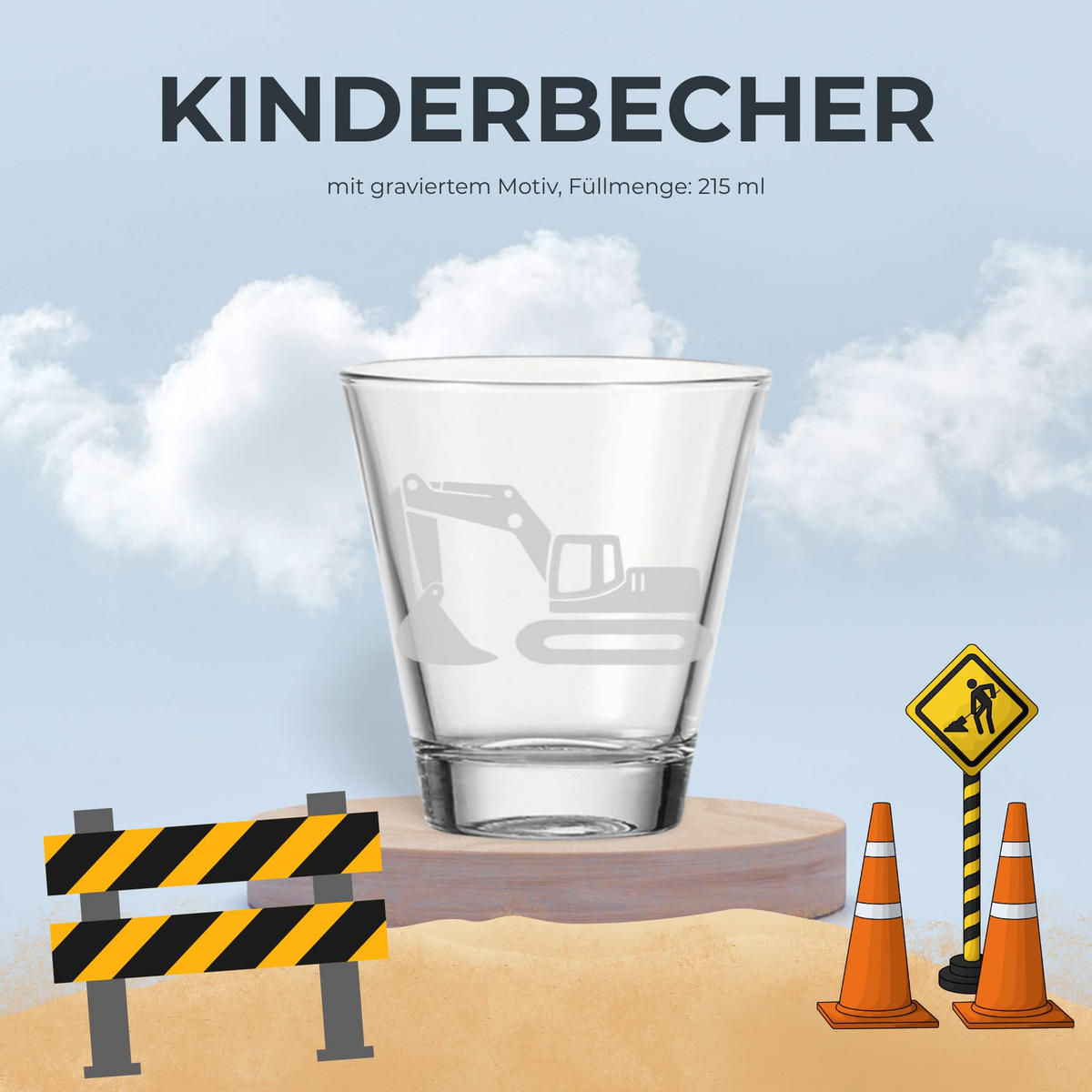 KINDERBECHER Bagger transparent 215 ml - Transparent, Glas (0.215L) - LUXENTU