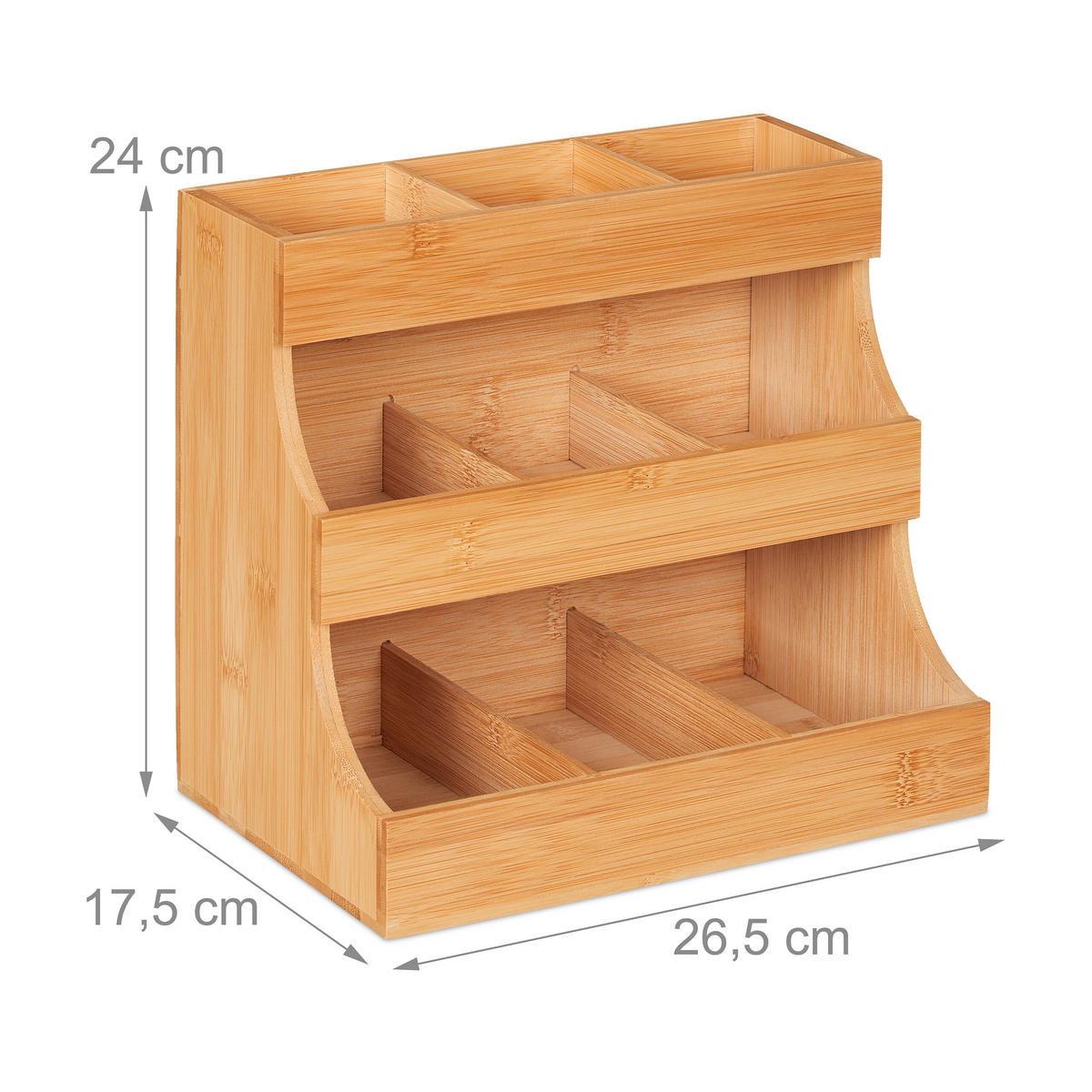 KAFFEE Organizer - Hellbraun, Holz (26.5/24/17.5cm) - Relaxdays