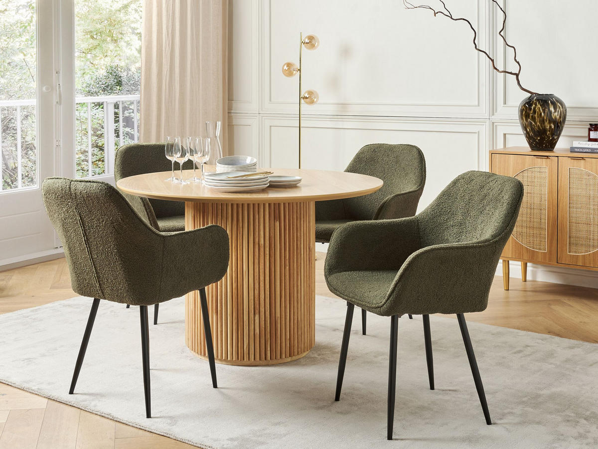 STUHL 2er-Set Polyester Grün Alden - Grün, Textil/Metall (59/85/61cm) - Beliani