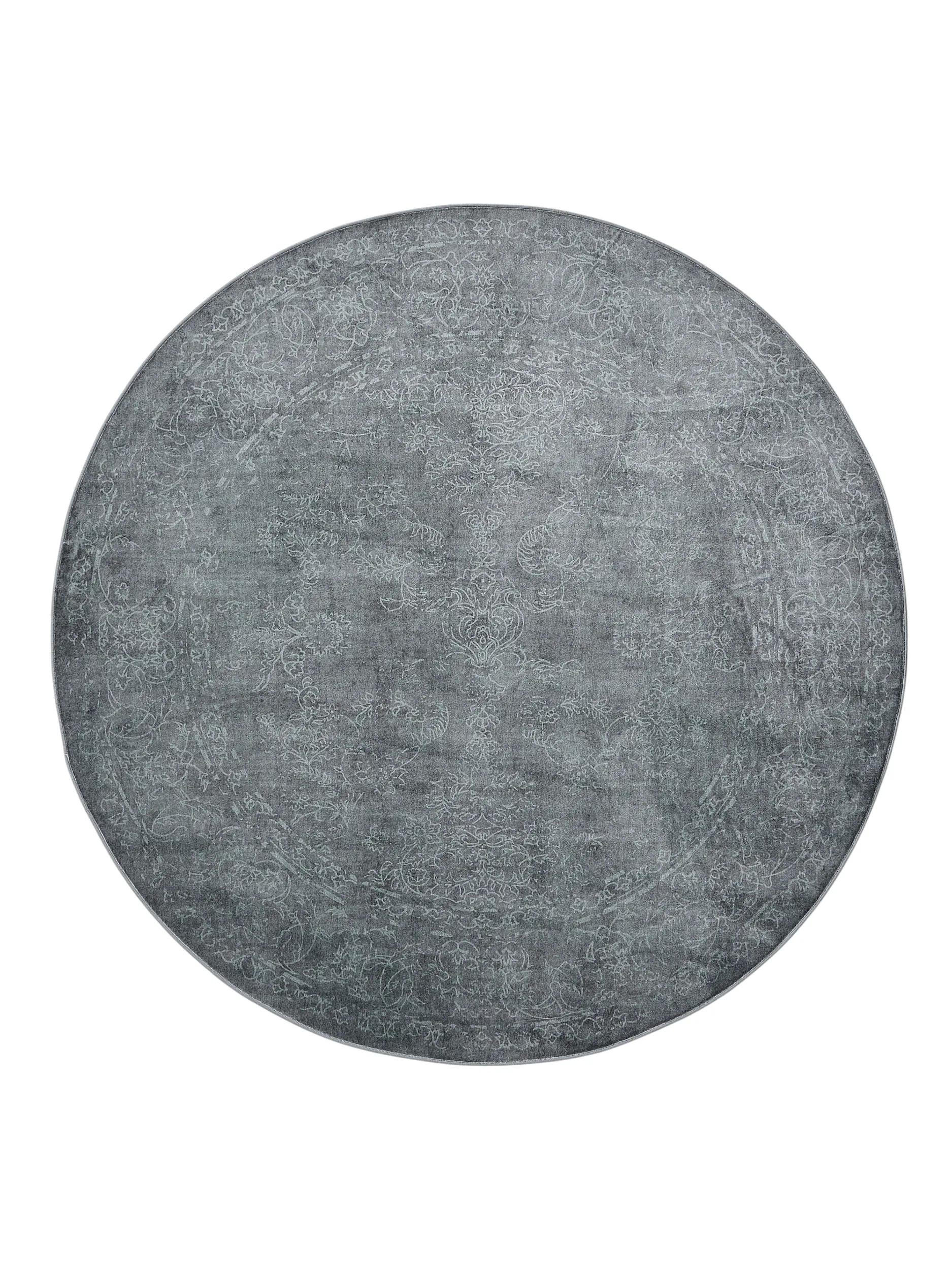 VINTAGE-TEPPICH Miray waschbar ø 160 cm rund - Creme/Grau, Kunststoff (160/160cm) - benuta Nest