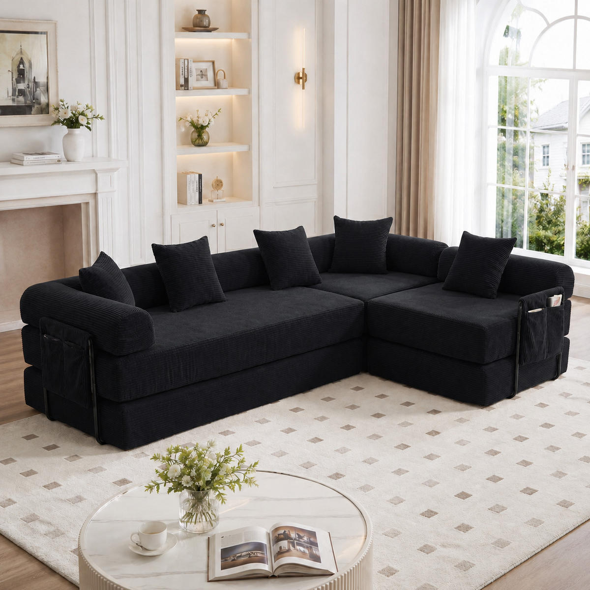ECKSOFA DE-33695 mit Vakuumverpackung Schwarz - Schwarz, Textil (270/180cm) - ComfortXL