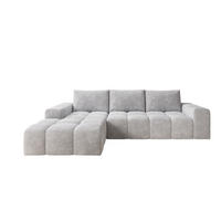ECKSOFA Cento, L-Form, Ottomane Links, Cordstoff, 285x56x180 cm, Grau - Grau, Holz (180/285cm) - PROMETO Möbel