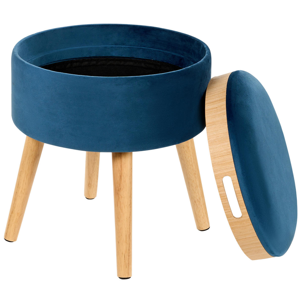 HOCKER Neely 39/39/43 cm - Blau, Textil (39/43/39cm) - Beliani