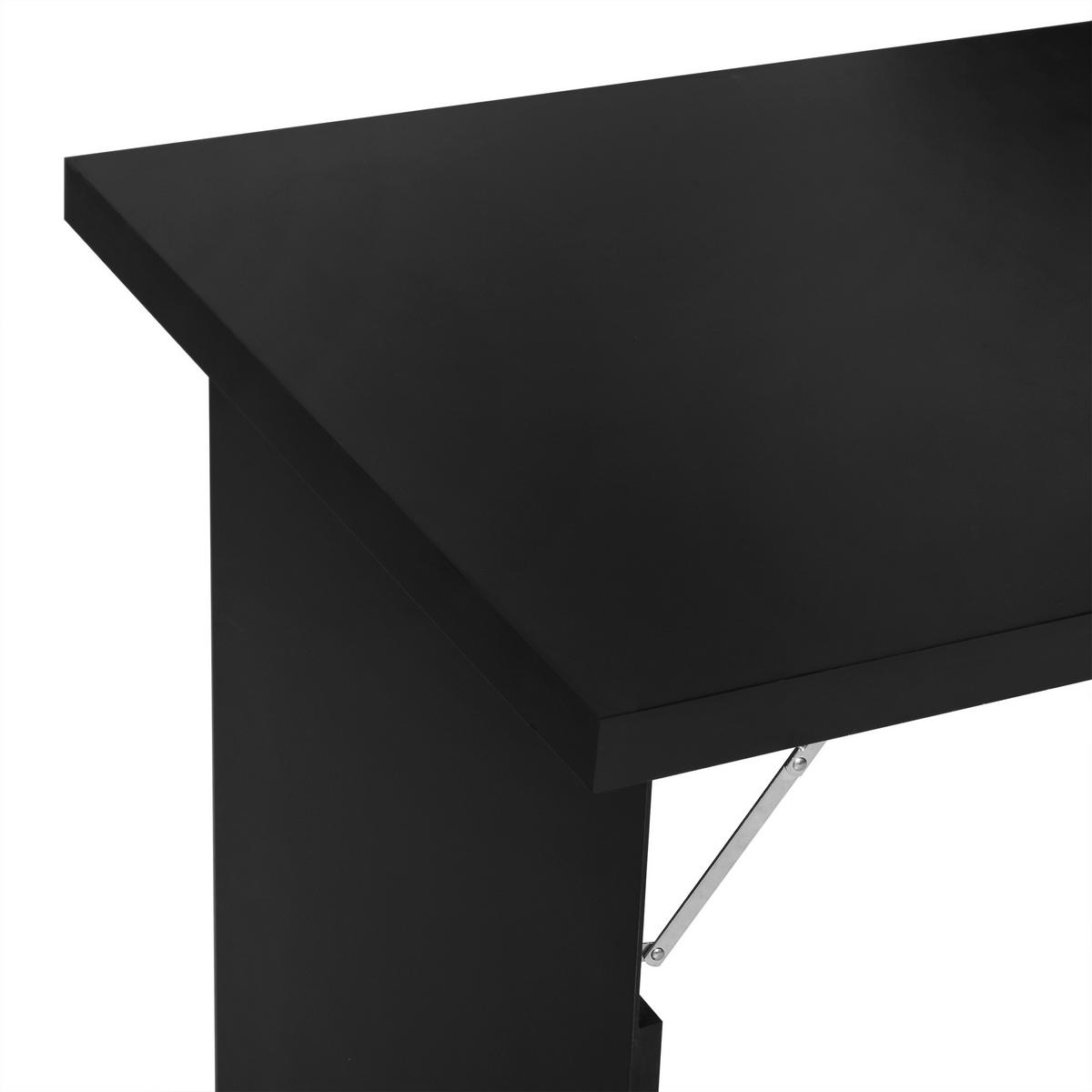 WANDKLAPPTSCHREIBTISCH DE-09098 mit Schreibtafel und 5 Fächern Schwarz - Schwarz, Holzwerkstoff (60/94.5/147cm) - ComfortXL