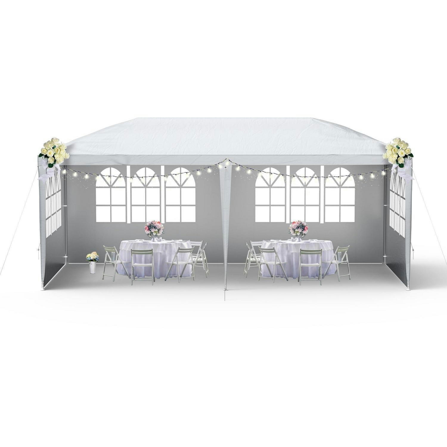 GARTENPAVILLON 3x6 m Grau mit Seitenteilen und Fenstern - Grau, Textil (250/300/600cm)