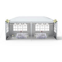GARTENPAVILLON 3x6 m Grau mit Seitenteilen und Fenstern - Grau, Textil (250/300/600cm)