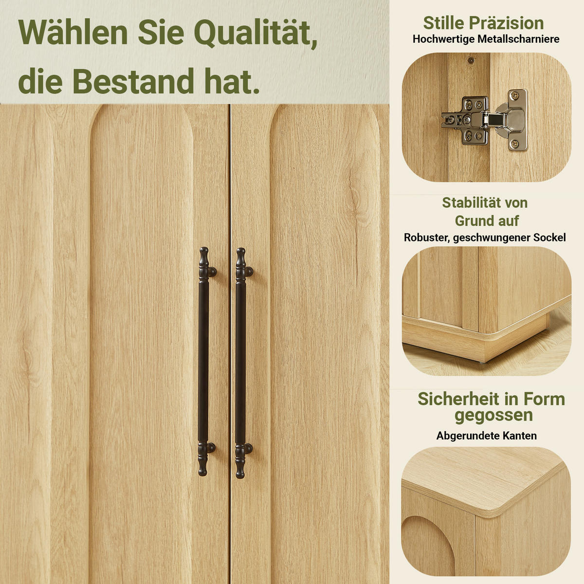 SIDEBOARD 160/40/80 cm Eiche aus MDF mit Soft-Close - Eichefarben, Holzwerkstoff (160/80/40cm) - OKWISH