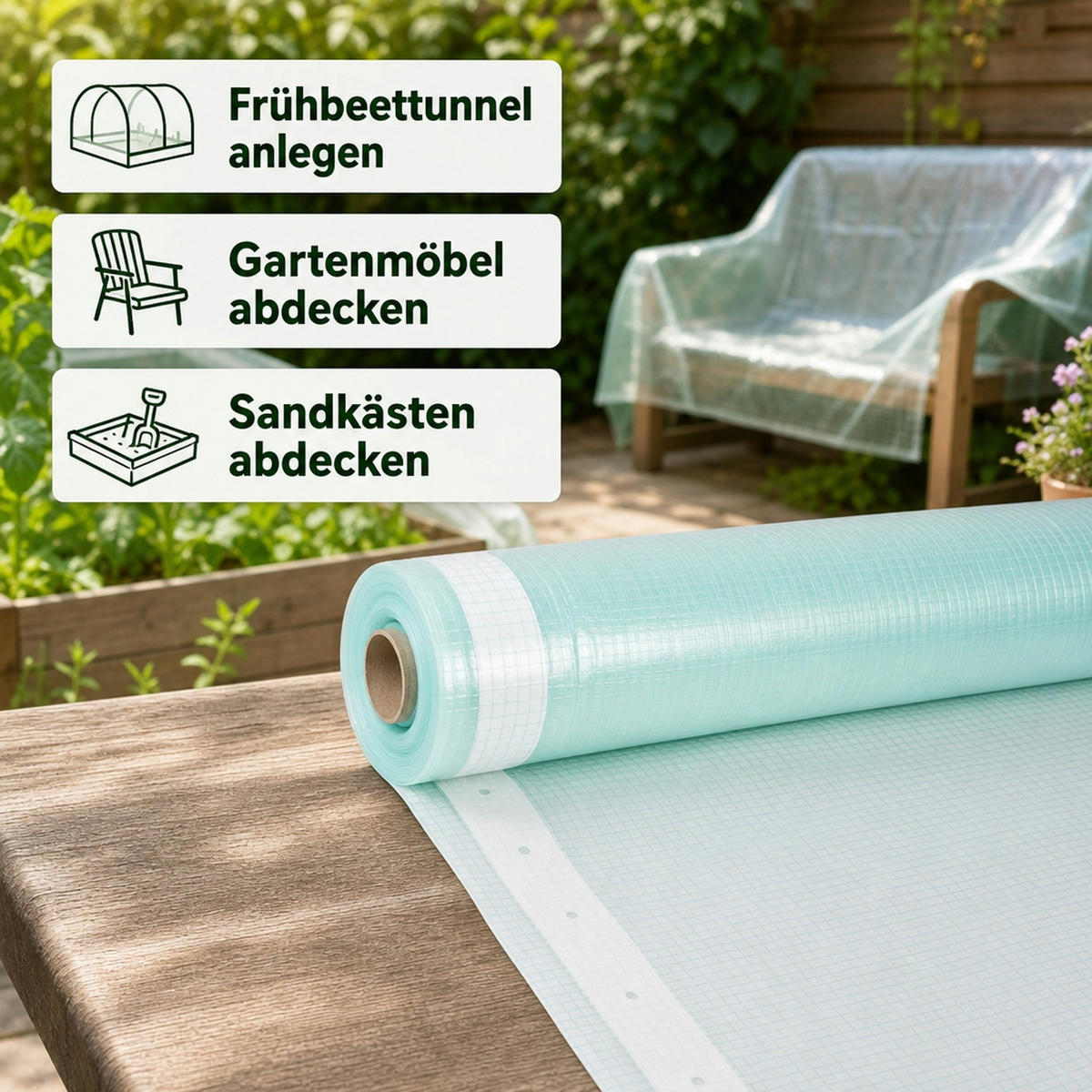 GITTERFOLIE m. Nagelrand 3 Breite x 15 Meter - Transparent, Kunststoff (300/1/1500cm) - BONI-SHOP