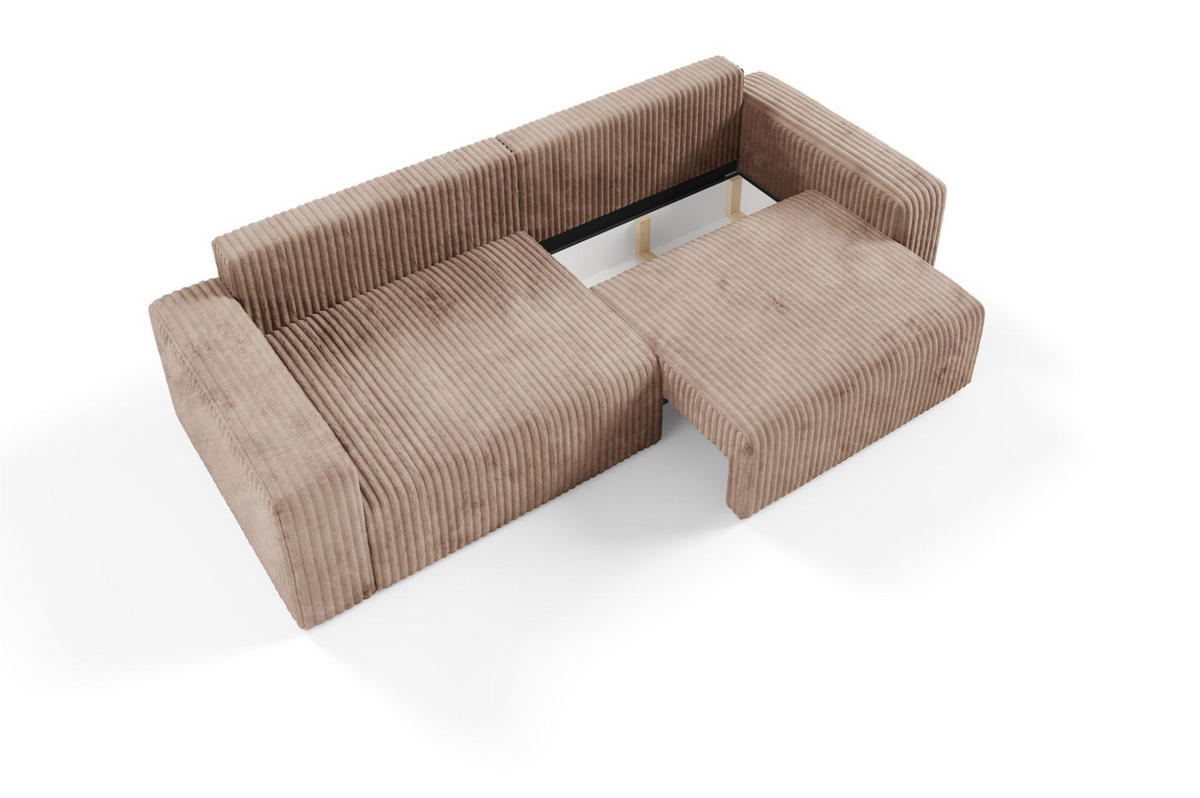 SCHLAFSOFA Natalia - Beige, Holzwerkstoff/Textil (252/85/105cm) - Fun Möbel