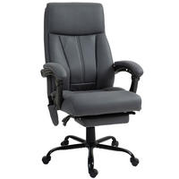 BÜROSTUHL mit Vibrationsmassage, Ergonomisch Schreibtischstuhl mit Liegefunktion - Dunkelgrau, Kunststoff (74/119/65cm) - Vinsetto