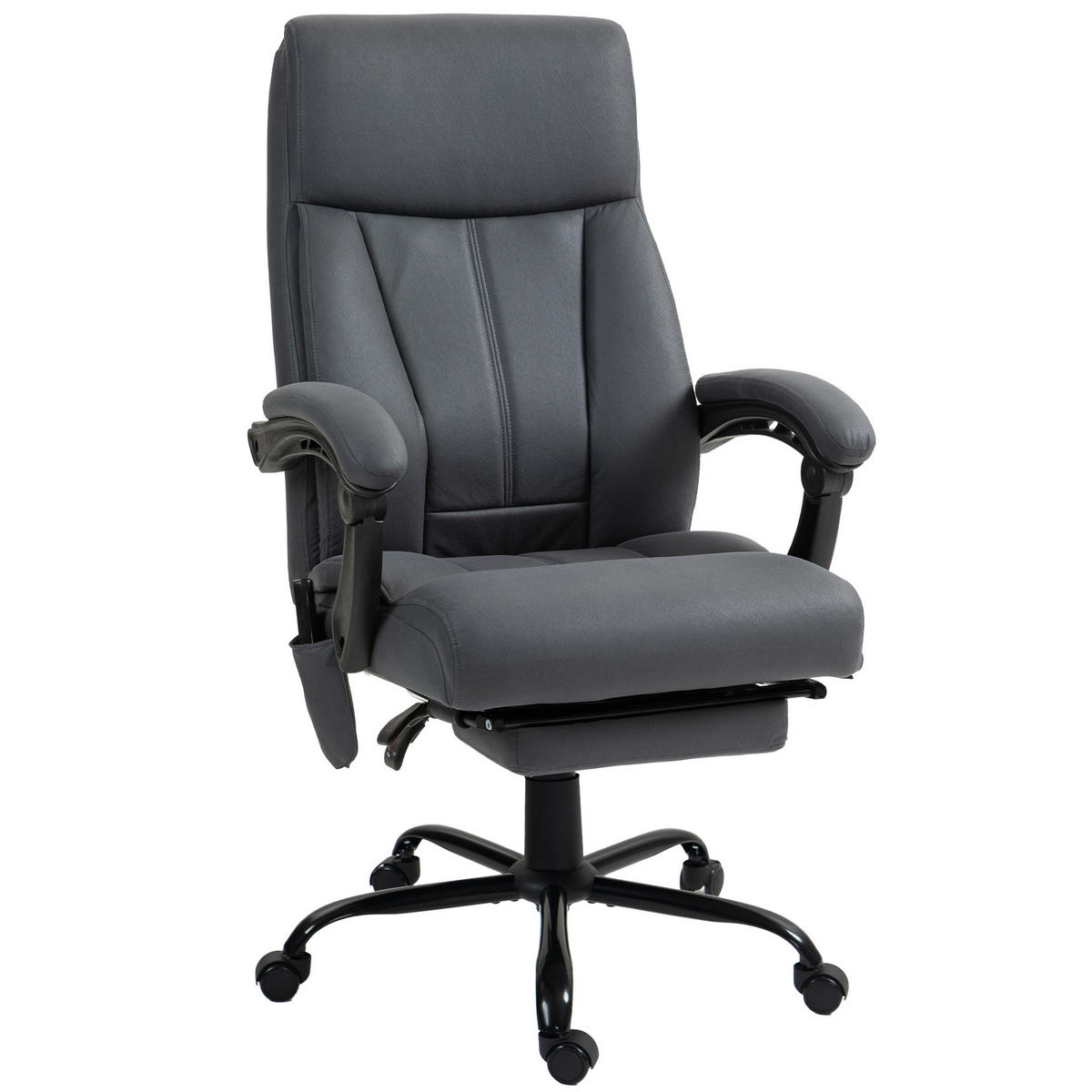 BÜROSTUHL mit Vibrationsmassage, Ergonomisch Schreibtischstuhl mit Liegefunktion - Dunkelgrau, Kunststoff (74/119/65cm) - Vinsetto