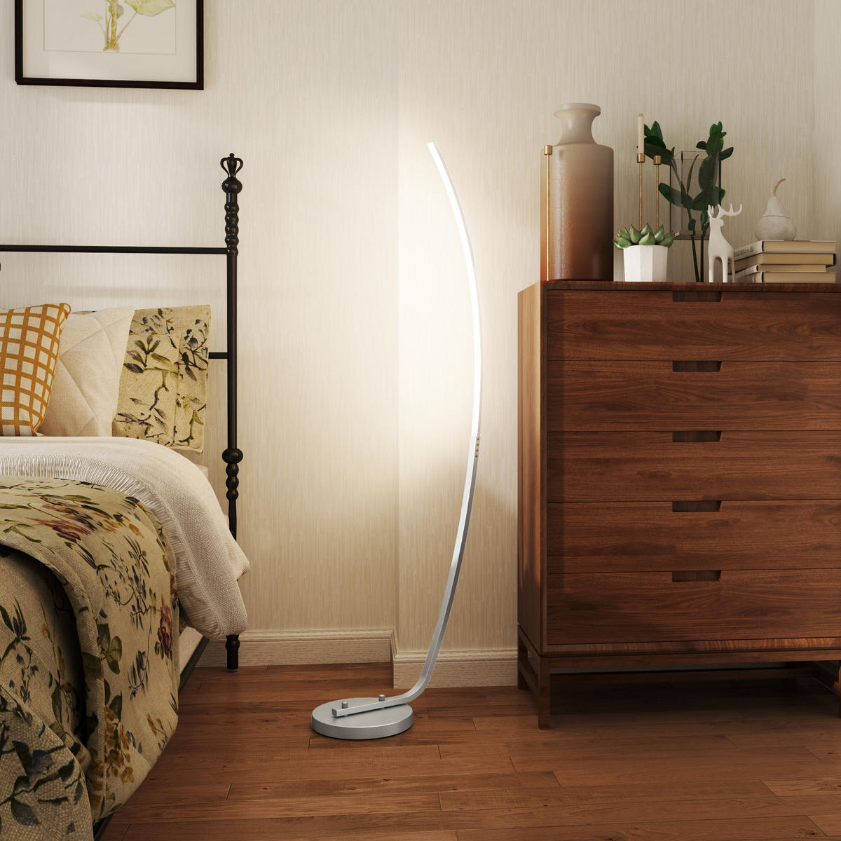 STEHLAMPE Aluminium Acryl Silber - Silberfarben, Metall (46/25/147cm) - HOMCOM