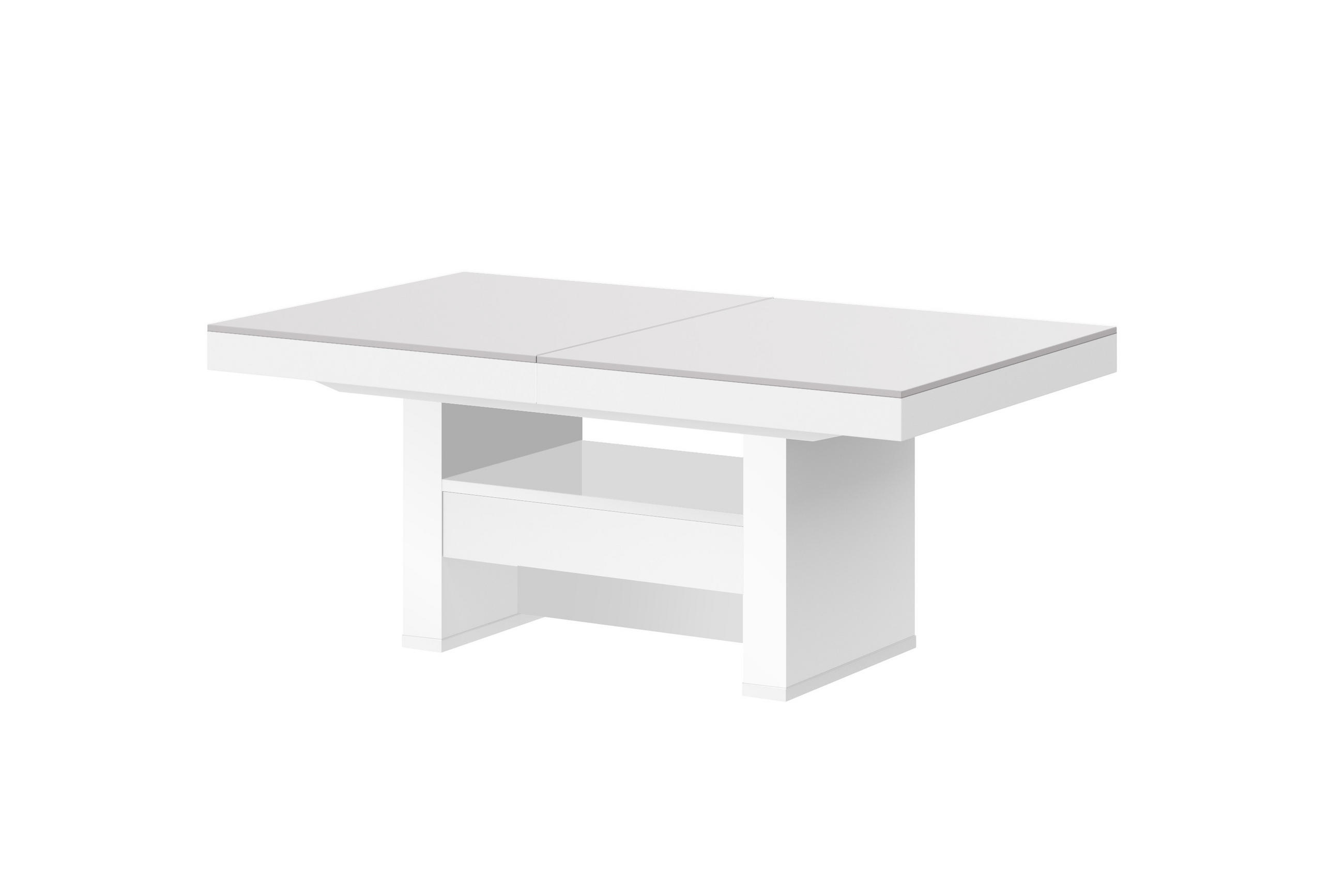 COUCHTISCH rechteckig Hellgrau Beigeton matt Weiß Hochglanz Höhenverstellbar ausziehbar 12/75/55 cm - Weiß Hochglanz/Beige, Holzwerkstoff (75/120/55cm)