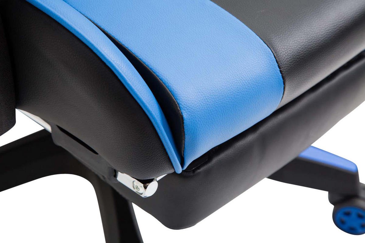 BÜROSTUHL India, Kunstleder Schwarz/Blau - Blau, Kunststoff/Textil (66/131/58cm) - TPFLiving