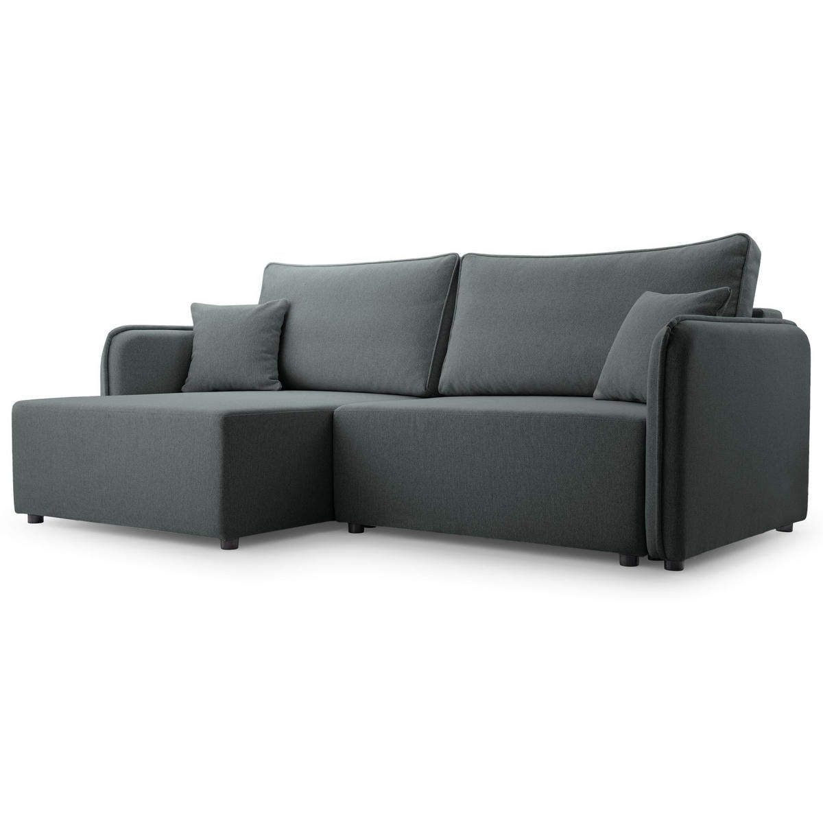 ECKSOFA Kassian, Grau Strukturstoff, linksseitig - Schwarz/Grau, Kunststoff/Textil (227/147cm) - Selsey