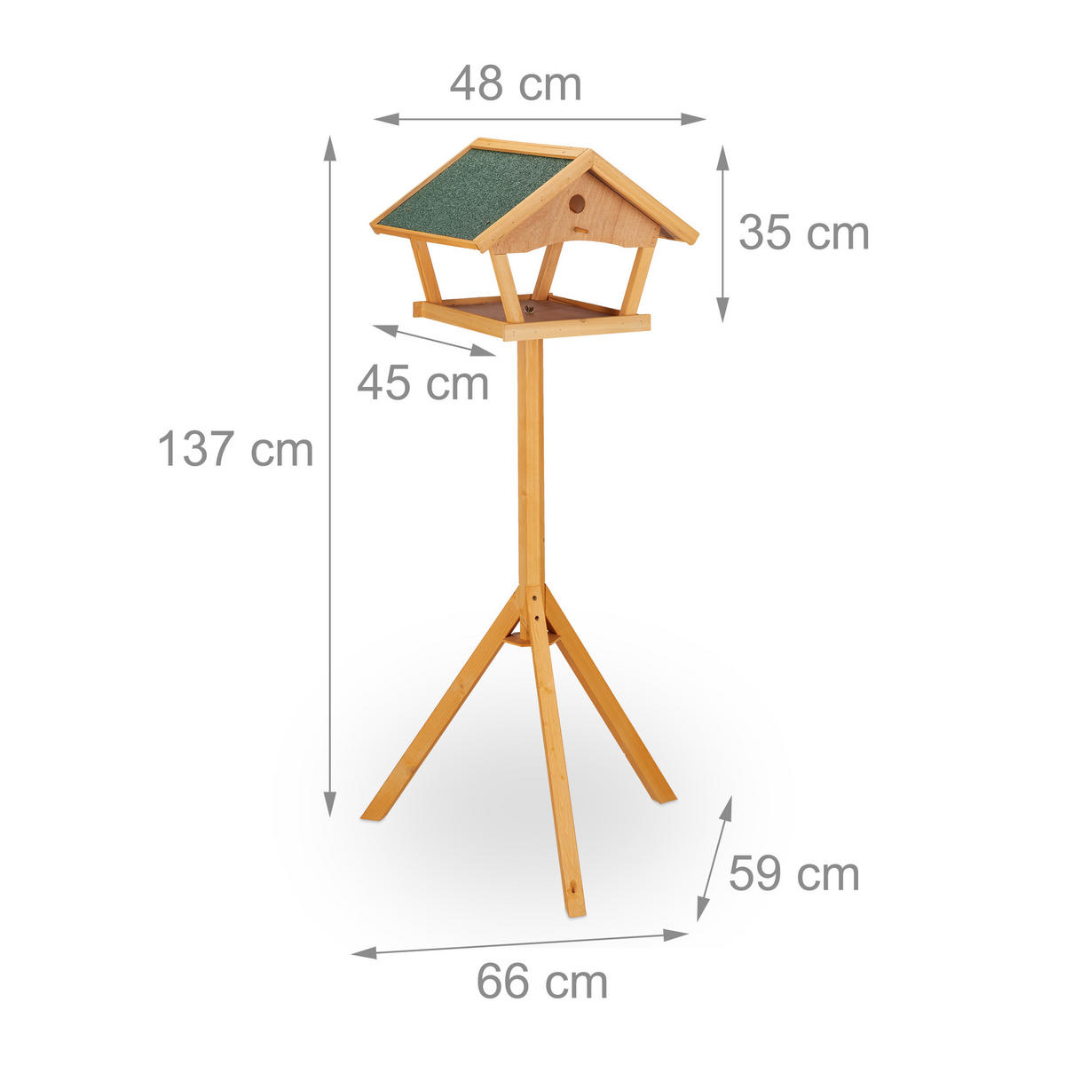VOGELFUTTERHAUS - Hellbraun, Holz (66/137/59cm) - Relaxdays