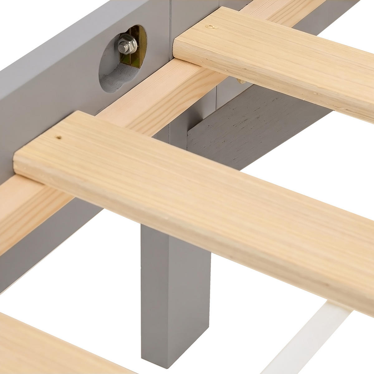HOLZBETT 90/200 cm mit Lattenrost grau - Grau, Holz (90/200cm) - Homestyle4u