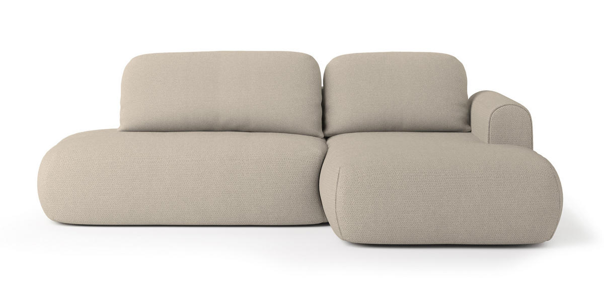 ECKSOFA NUVIRA R-S Beige Geflochtener Stoff mit Schlaffunktion - Beige, Holz (274/165cm) - MASSENO