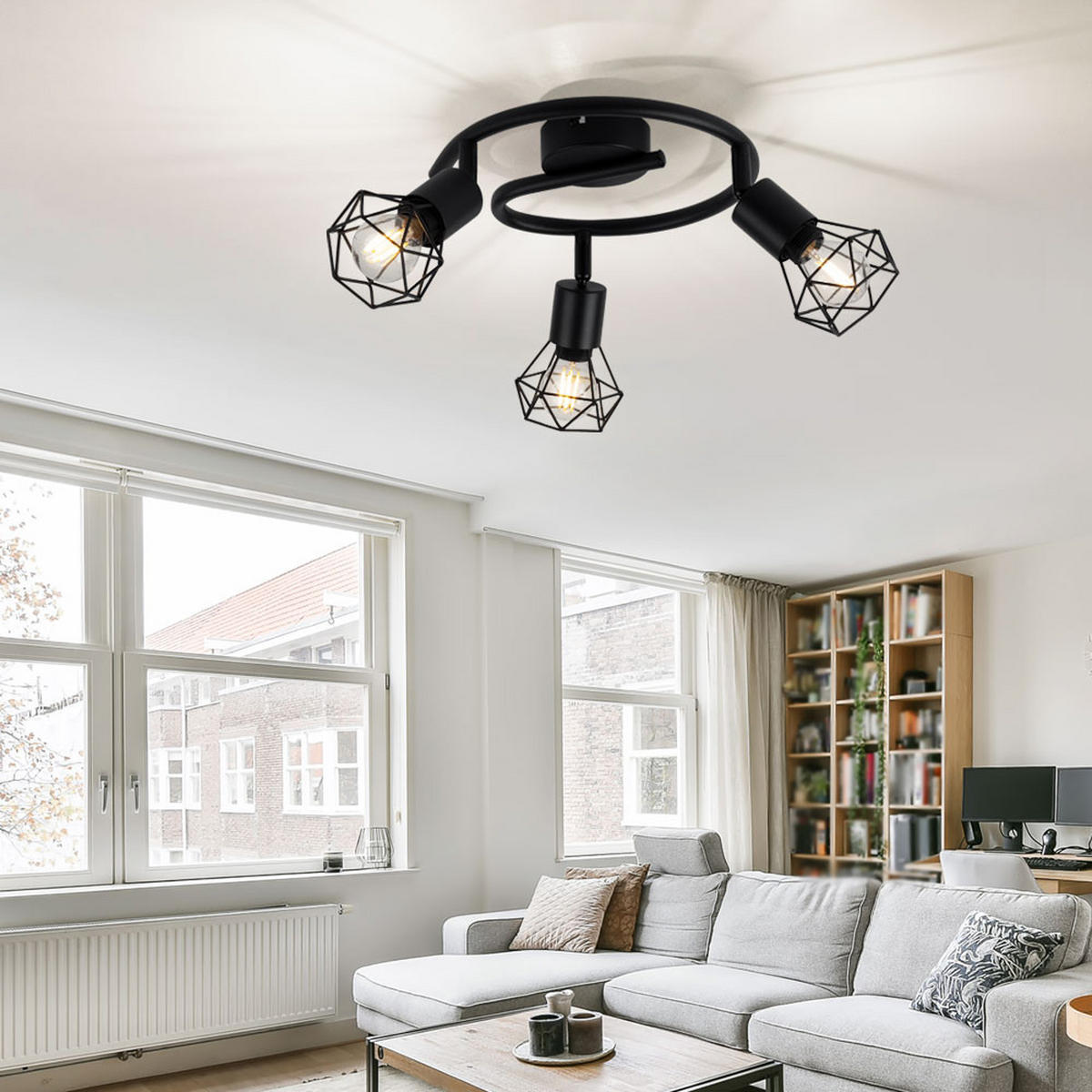 LED DECKENLEUCHTE Metall schwarz Gitteroptik - Schwarz, Metall (23/23/18cm)