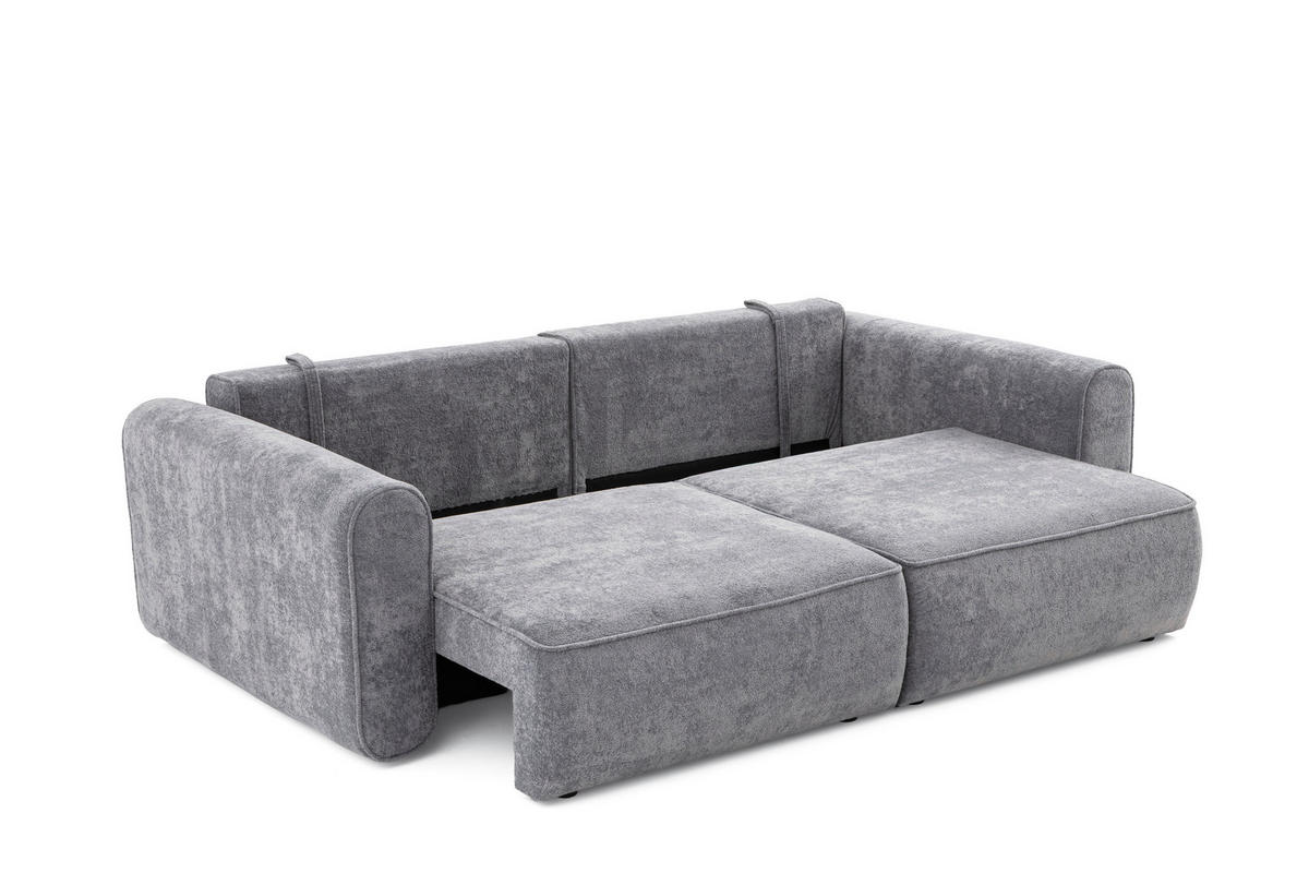 ECKSOFA Motion mit Schlaffunktion Funktional 3-sitzer Sofa - Dunkelgrau, Textil (250/120cm) - Muffo
