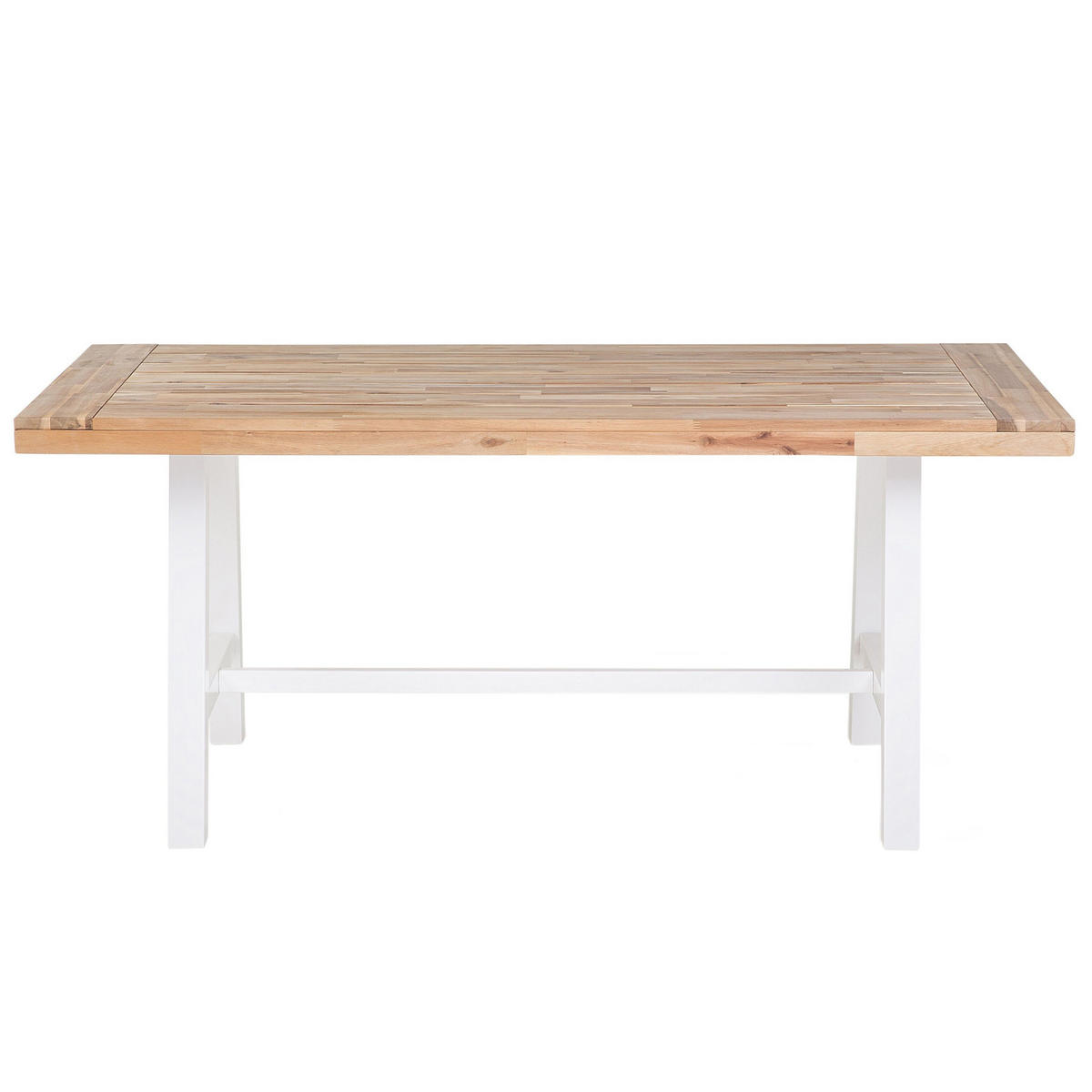ESSTISCH Akazienholz weiß/hellbraun Scania - Hellbraun/Weiß, Holz (80/74/170cm) - Beliani
