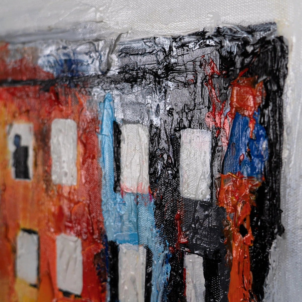 GEMÄLDE Kleinstadt Schattenfugenrahmen Rot 150x50 cm - Rot, Holz (150/50cm) - YS-art gallery