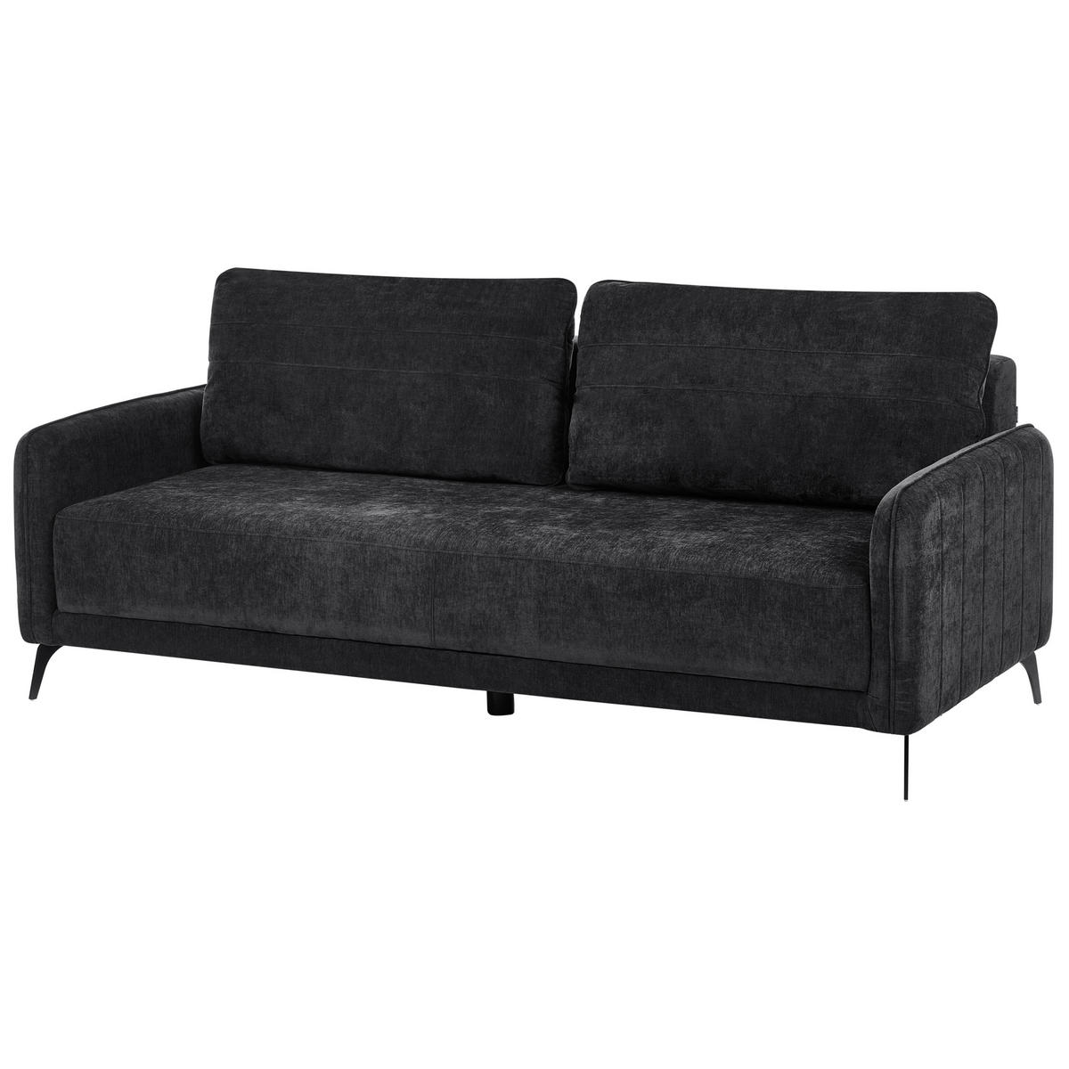 SCHLAFSOFA 3-Sitzer Chenillegewebe Schwarz Heming - Schwarz, Textil (200/88/90cm) - Beliani