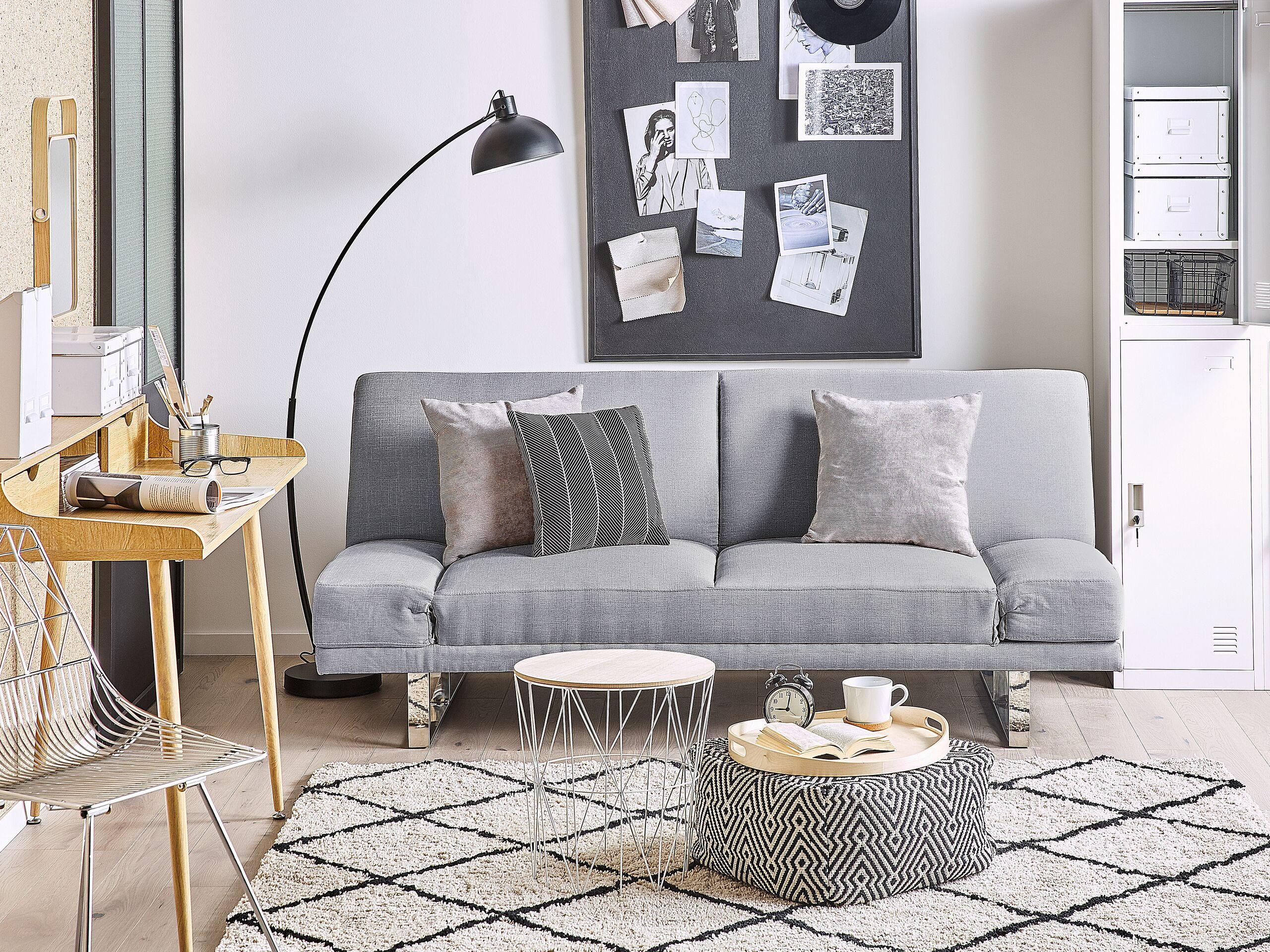 2-SITZER-SCHLAFSOFA Polyester Grau York - Hellgrau, Textil (190/81/89cm) - Beliani