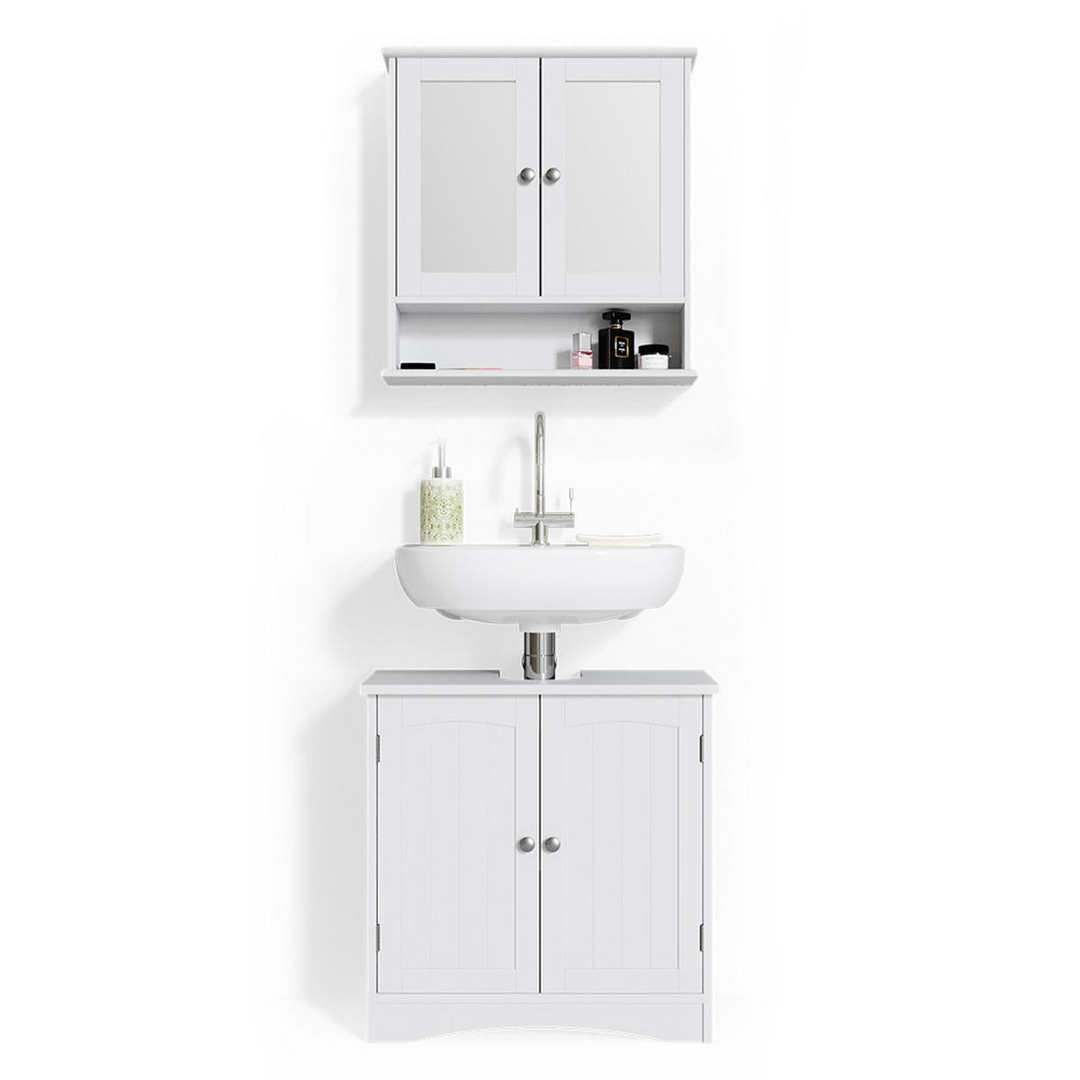 BADMÖBEL-SET Bianco Weiß 2 Teile - Weiß, Holzwerkstoff (60/60/30cm) - Vicco