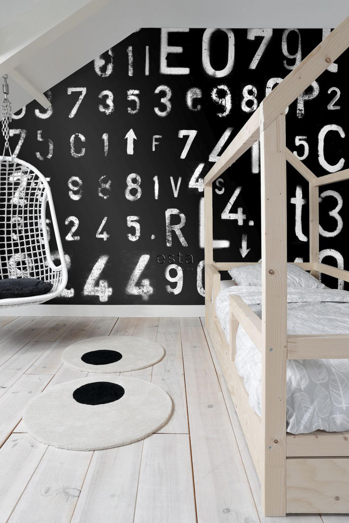 FOTOTAPETE Zahlen und Buchstaben 300 x 279 cm - Schwarz, Papier (300/279cm) - ESTAhome