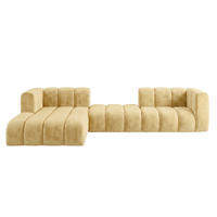 ECKSOFA Modulares In L-Form, Velvet-Stoff Riviera, Buttergelb, Links, GRAND 319 cm - Hellgelb, Holz (319/175cm) - Kaiser Möbel