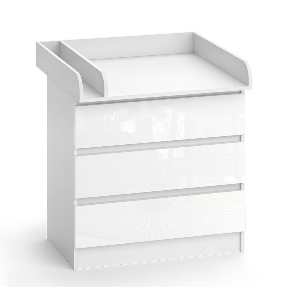 WICKELKOMMODE Emma Weiß 80 x 85.4 cm mit 3 Schubladen - Weiß, Holzwerkstoff (80/87/76cm) - Vicco