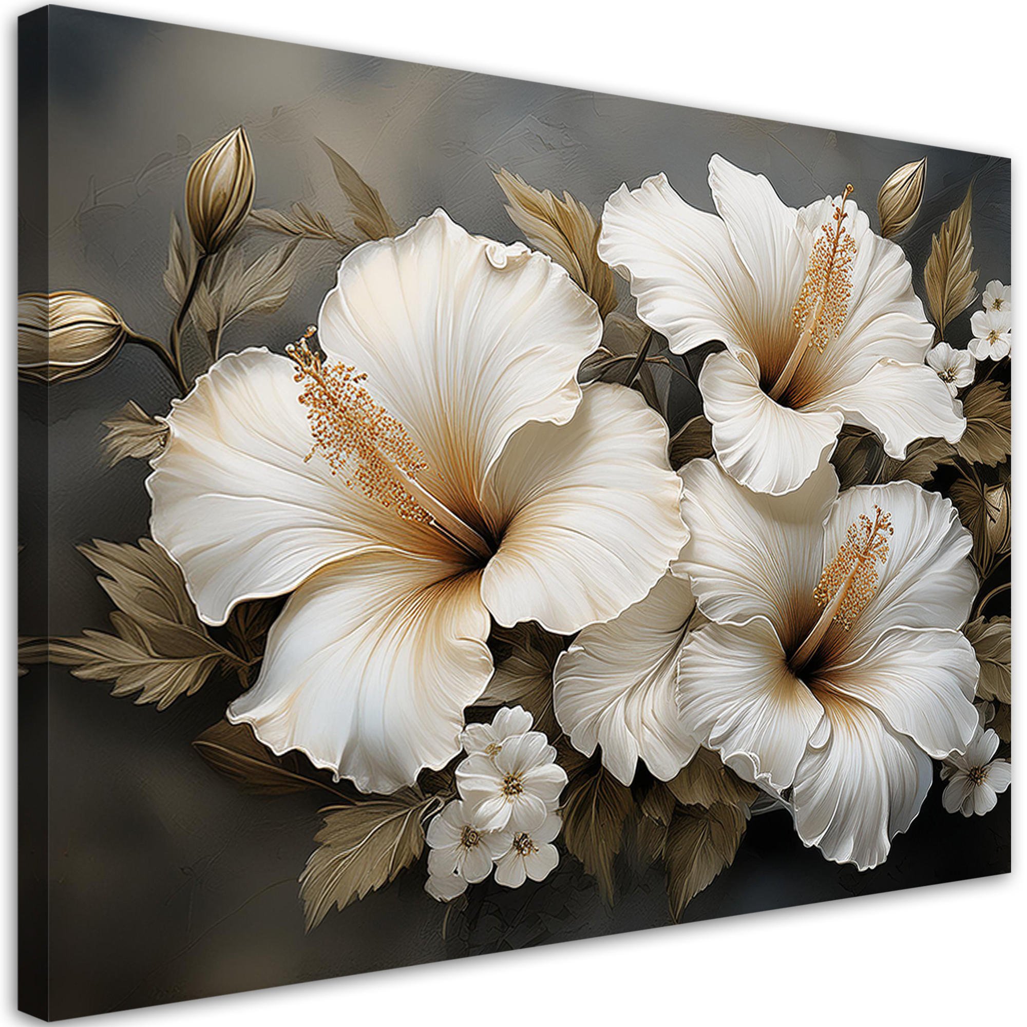 WANDBILD weiße blume natur - Weiß, Textil (60/40cm) - Feeby