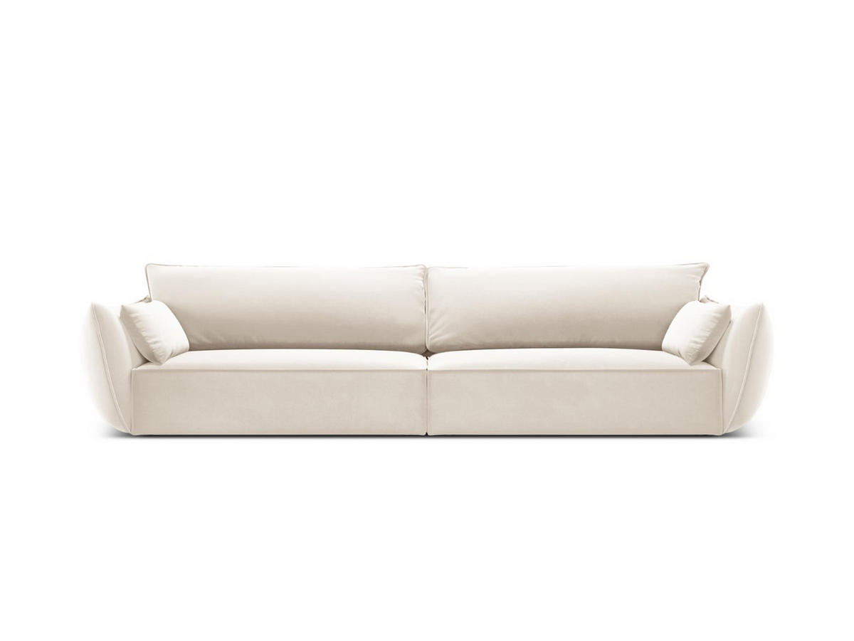 SOFA Kaelle aus Samt leichtes beige 4 Sitzplätze - Creme, Textil (110/85/248cm) - Micadoni