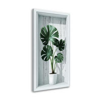 LEINWANDBILD Monstera-Blätter in einer 3D-Vertiefung 60x120cm - Weiß, Textil (60/120cm) - Feeby