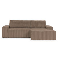 ECKSOFA Rivio mit Schlaffunktion und Bettkasten, Plüschcord Braun - Schwarz/Braun, Holz/Kunststoff (262/149cm) - S-Style